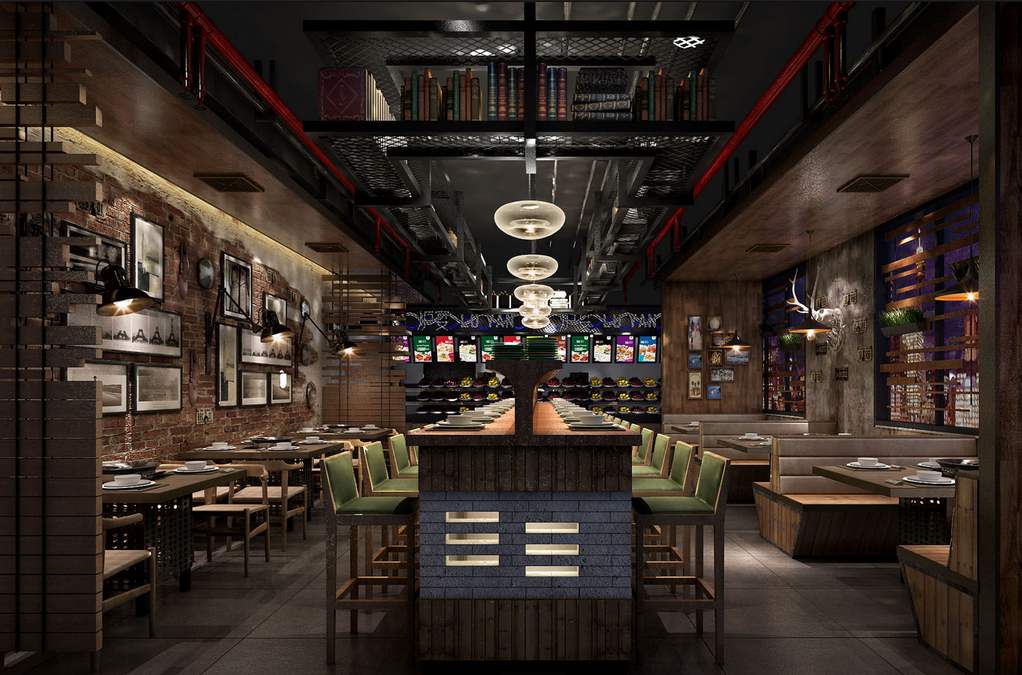 工業復古風火鍋店實景圖