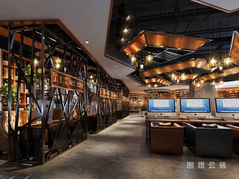 工業風網咖裝修設計效果圖