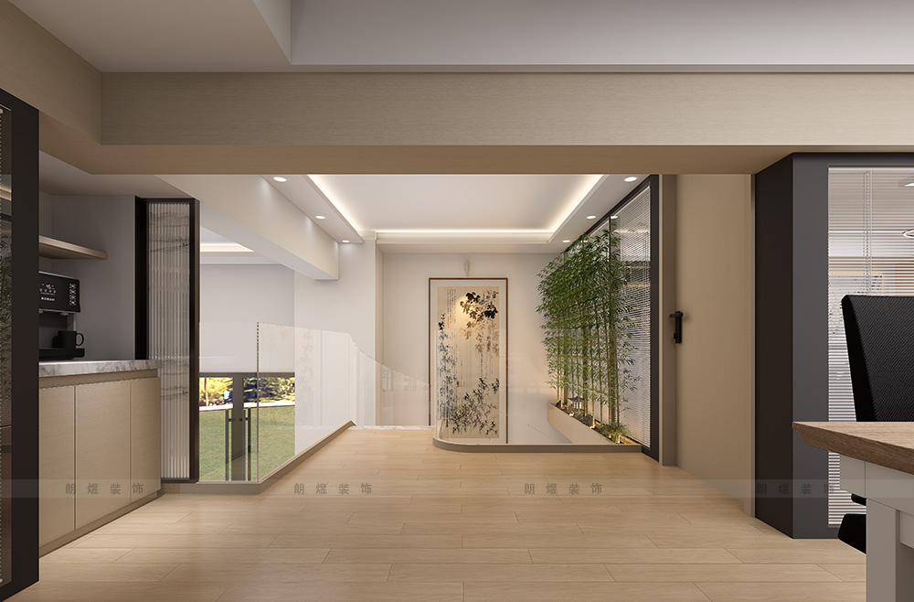 辦公室二層夾層平臺上下出入口裝修效果圖