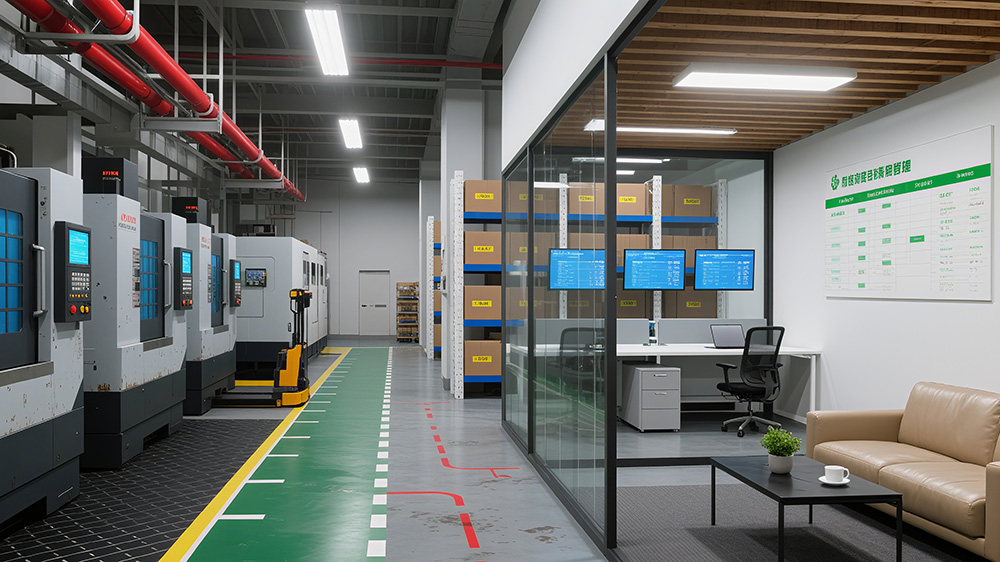 廠房生產(chǎn)區(qū)、倉儲、辦公區(qū)與休息區(qū)一體化布局