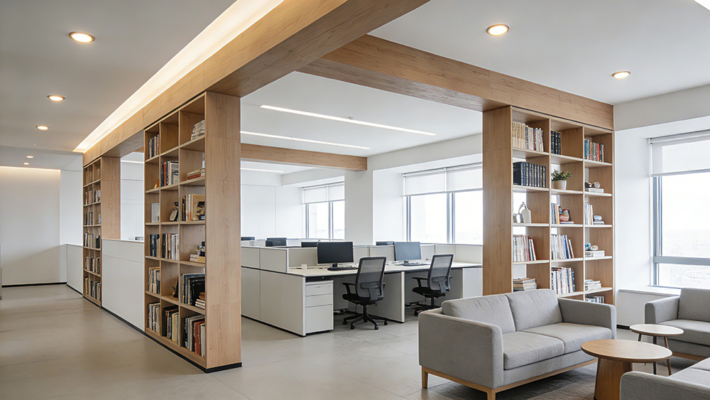 辦公室頂面假梁造型融合裝修做法參考圖