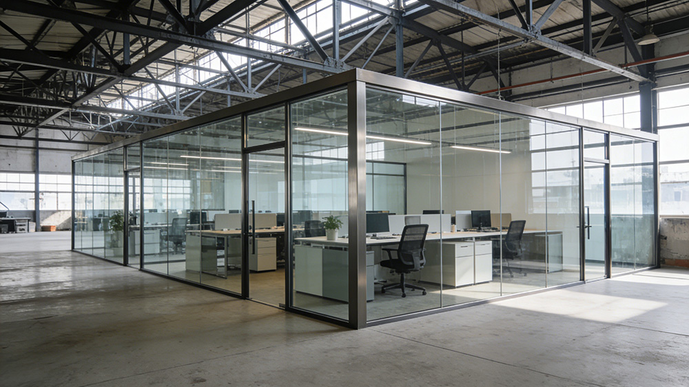 鋼結構廠房內辦公隔墻圖1